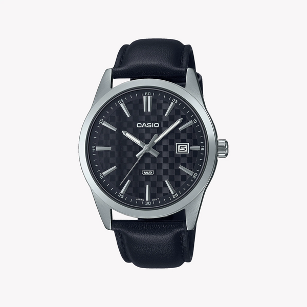 CASIO MTP-VD03L-1A BOLD ELEGANCE - MEN'S STAINLESS STEEL WATCH WITH CARBON DIAL & LEATHER BAND-i-Watch-4