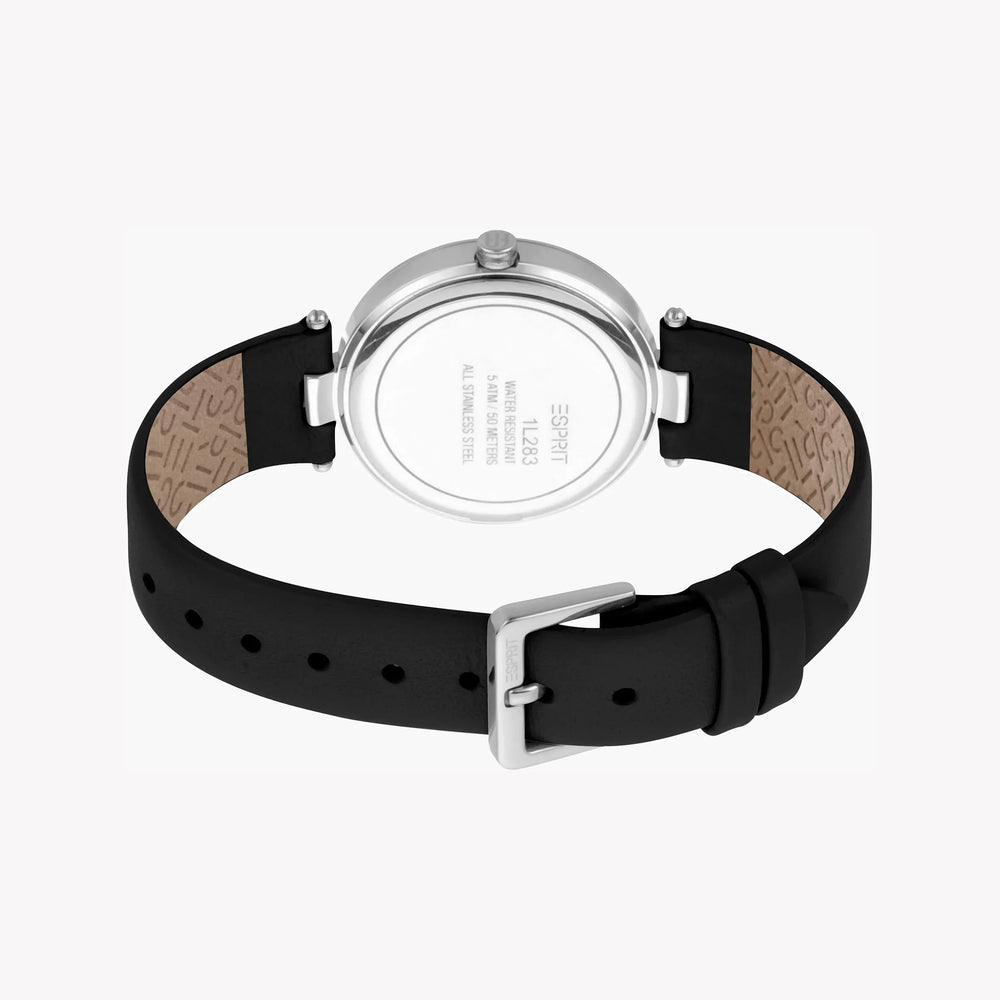 Esprit Women's Black Leather Watch, Silver Dial | Es1l063m0055 by i-watch
