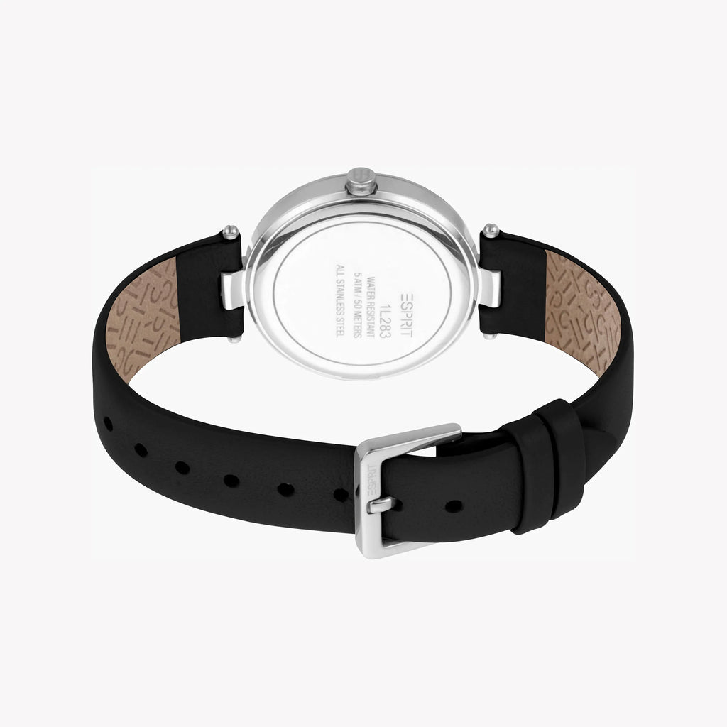 ESPRIT Women's Watch with Silver Stainless Steel Case and Black Leather Band-i-Watch-3