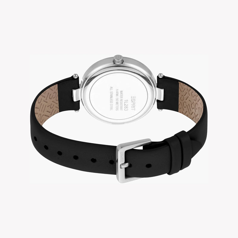 Esprit Women's Black Leather Watch, Silver Dial | Es1l063m0055 by i-watch