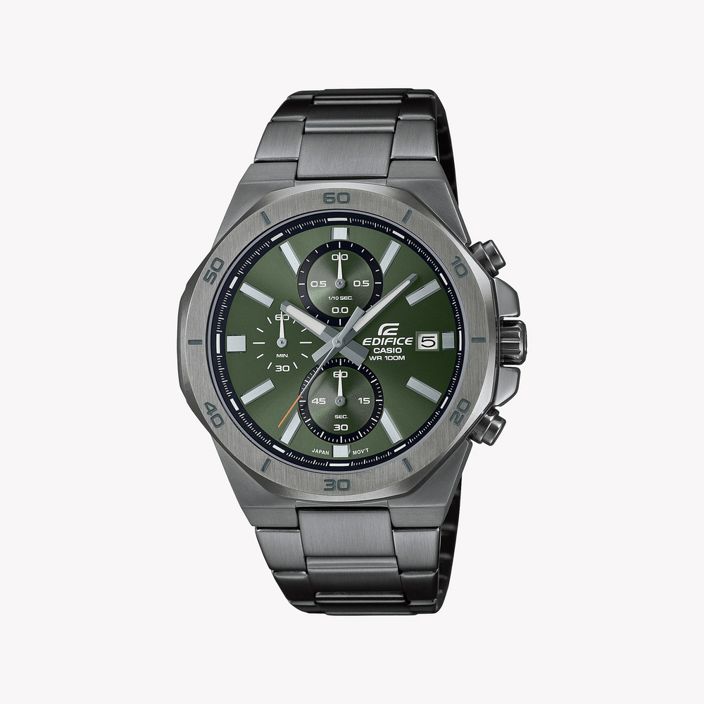 Casio Edifice Men's Grey Stainless Steel, Green Dial | Efv-640dc-3avuef by i-watch
