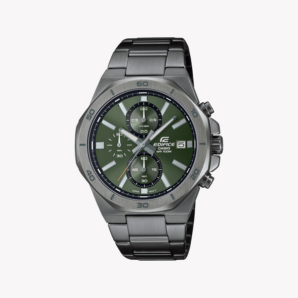 Casio Edifice Men's Grey Stainless Steel, Green Dial | Efv-640dc-3avuef by i-watch