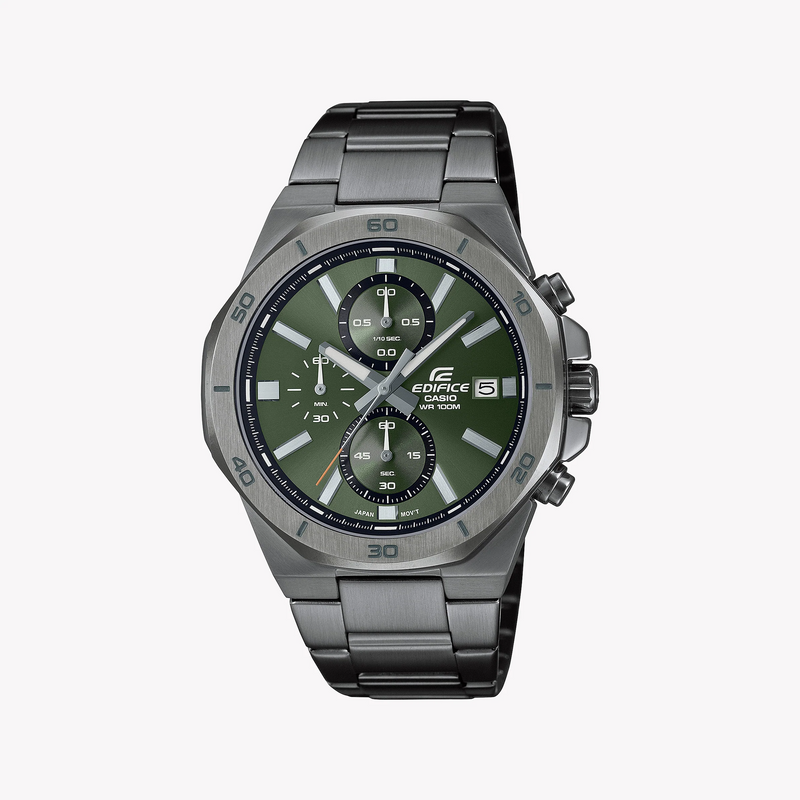 Casio Edifice Men's Grey Stainless Steel, Green Dial | Efv-640dc-3avuef by i-watch