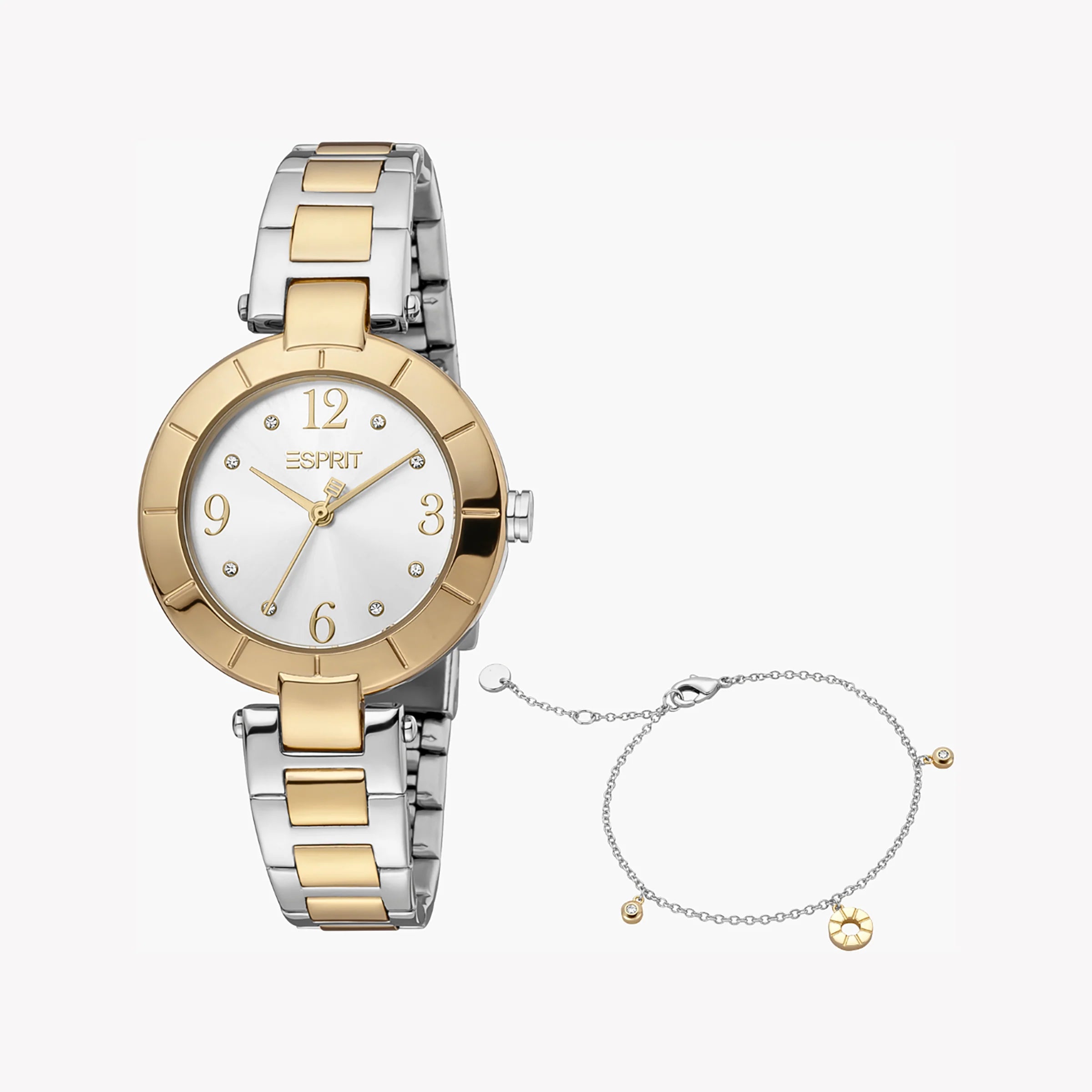 ESPRIT Women's Watch with Silver Stainless Steel Case and Silver & Gold Stainless Steel Band