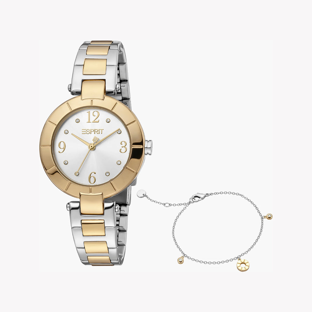 ESPRIT Women's Watch with Silver Stainless Steel Case and Silver & Gold Stainless Steel Band