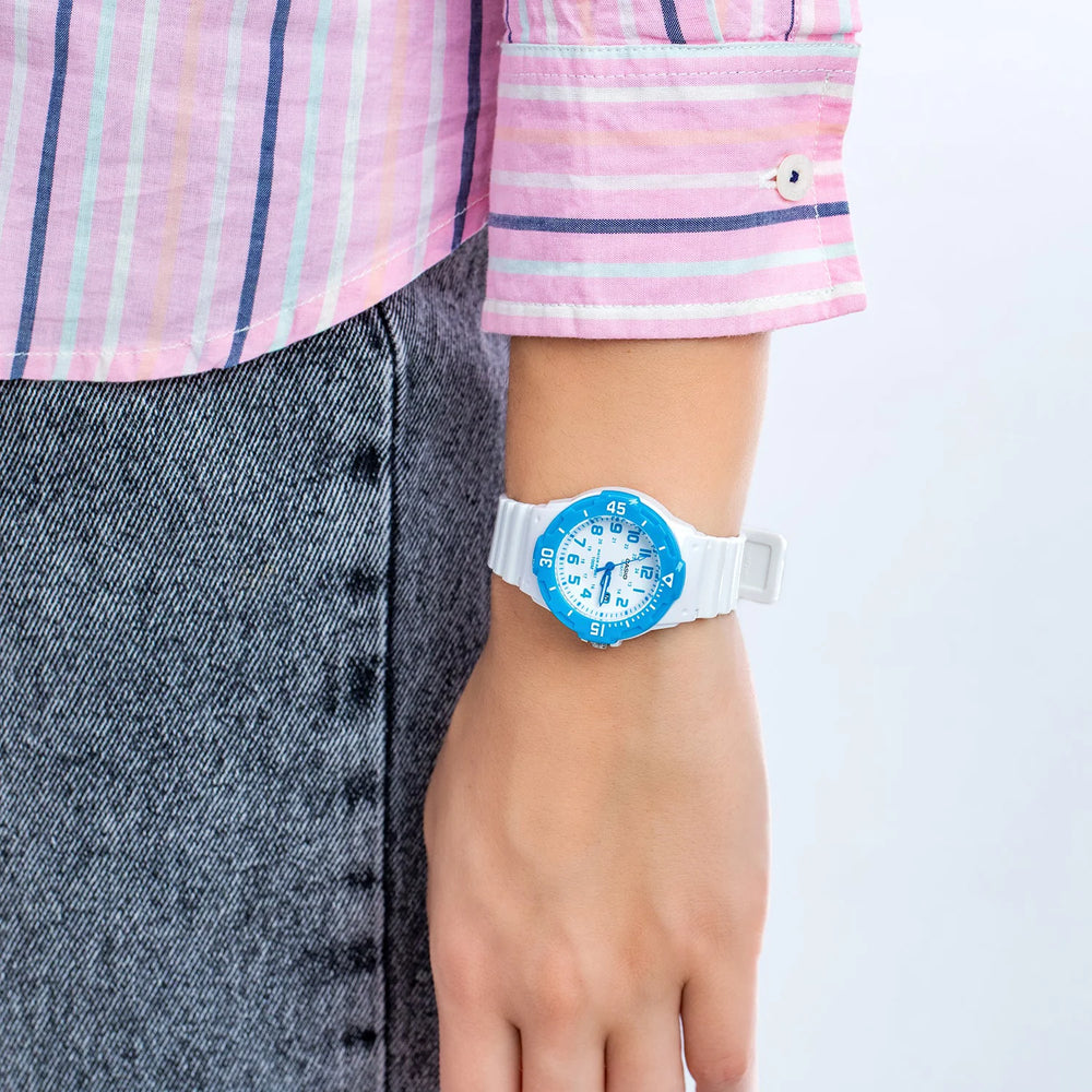 CASIO Women's Watch with Blue Resin Case and White Resin Band-i-Watch-5