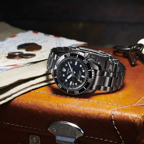 Seiko Prospex Men's Black Stainless Steel Watch, Silver Band | Spb383j1