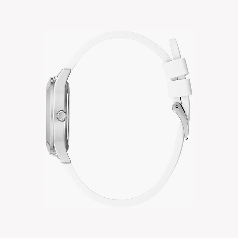 Guess Women's Silver Watch, White Silicone Band | Gw0381l1 by i-watch