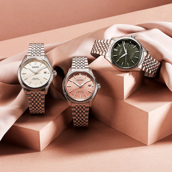 Seiko Men's Silver Stainless Steel Watch, Beige Dial | Spb467j1