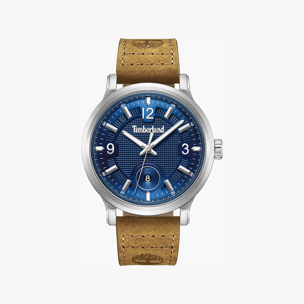 Timberland Men's Silver & Beige Leather Watch, Blue Dial | Tdwgb0055903 by i-watch