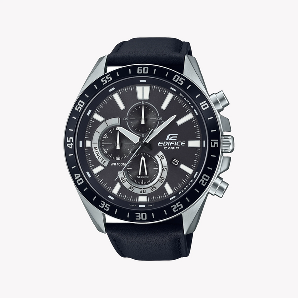 Edifice Men's Silver Watch, Black Dial | Efv-620l-1avuef by i-watch