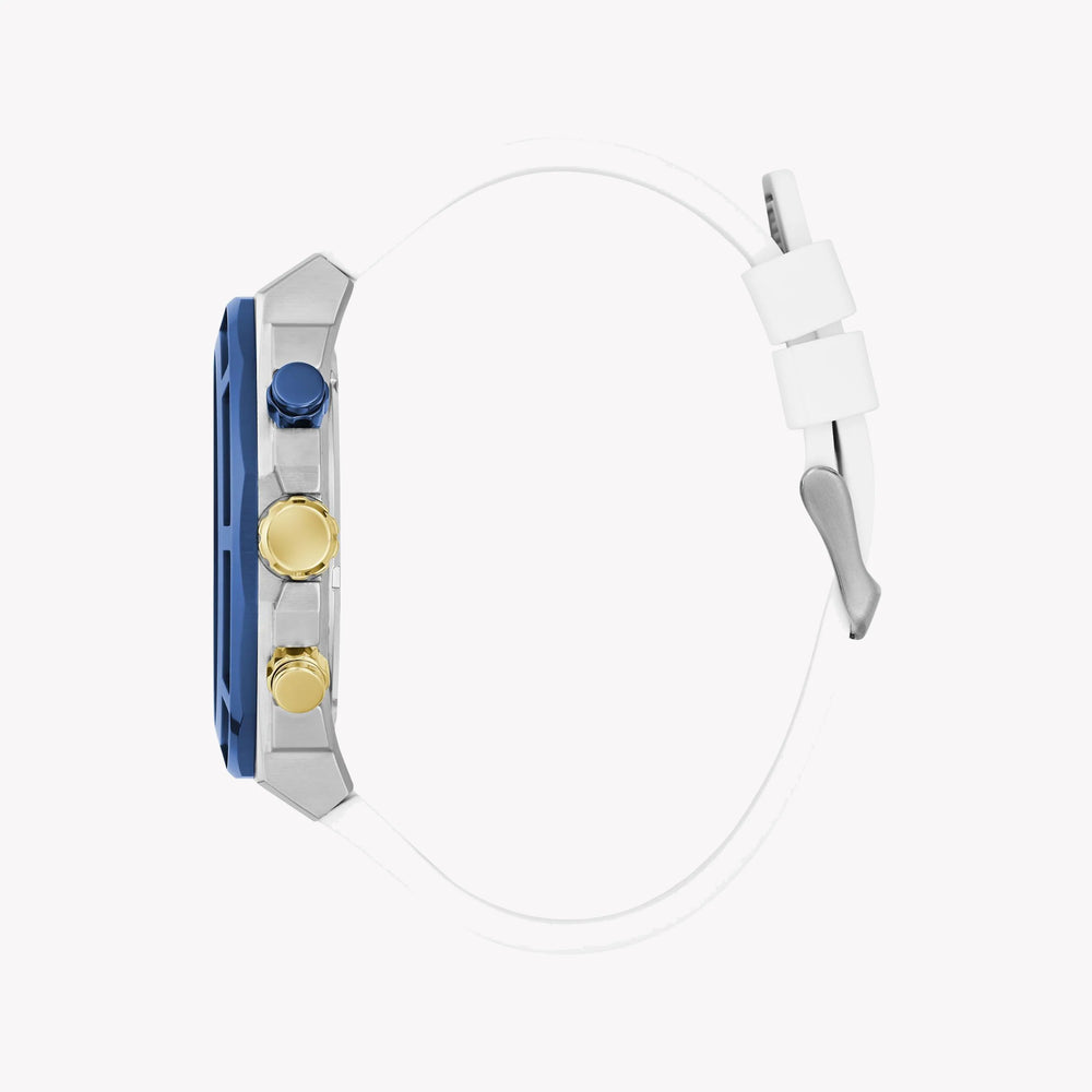 Guess Men's Silver & Blue Silicone Watch, Blue Dial | Gw0713g1 by i-watch