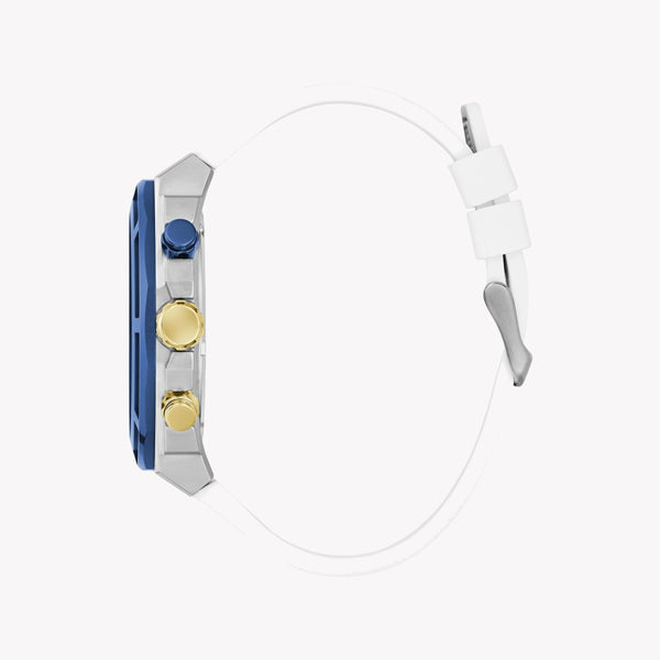 Guess Men's Silver & Blue Silicone Watch, Blue Dial | Gw0713g1 by i-watch
