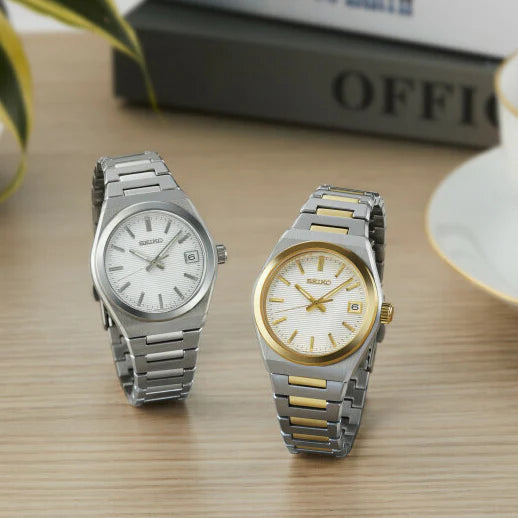 Seiko Women's Silver Watch, Beige Dial | Sur578p1 by i-watch