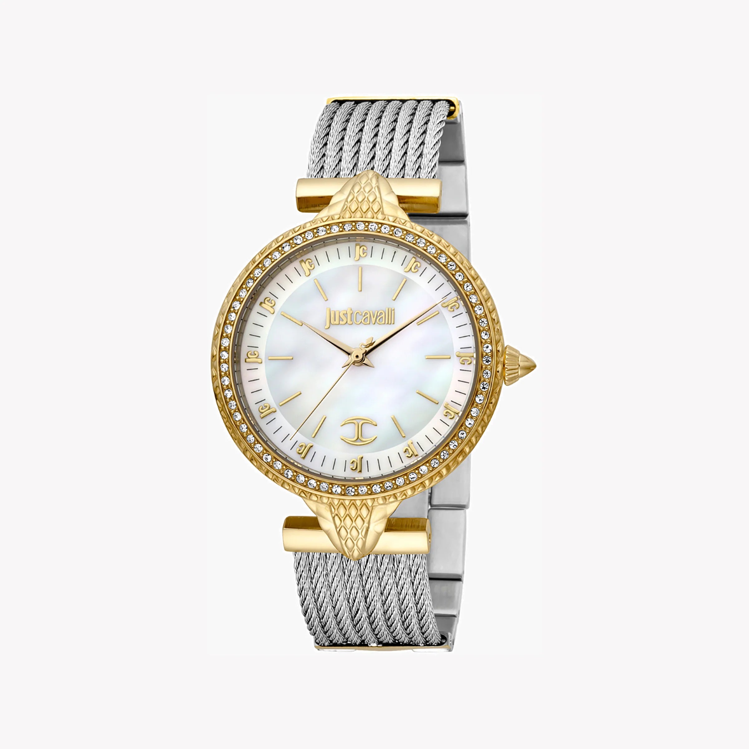 JUST CAVALLI Women's Watch with Gold Stainless Steel Case and Silver & Gold Stainless Steel Band