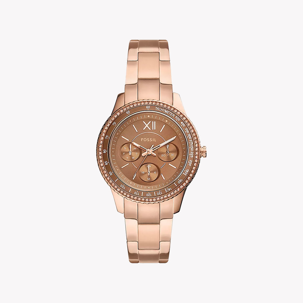 FOSSIL Women's Watch with Rose Gold Stainless Steel Case and Rose Gold Stainless Steel Band