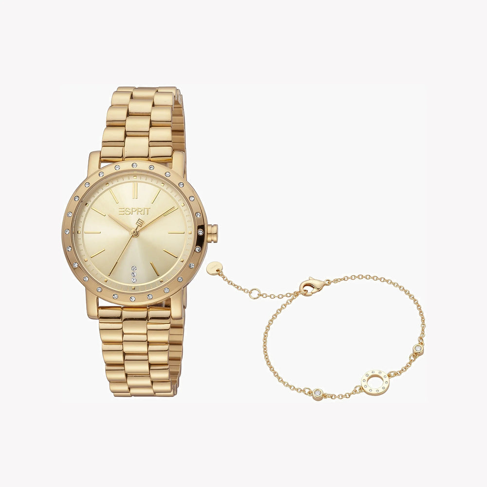 Esprit Women's Gold Stainless Steel Watch, Champagne Dial | ES1L298M0065 by i-watch