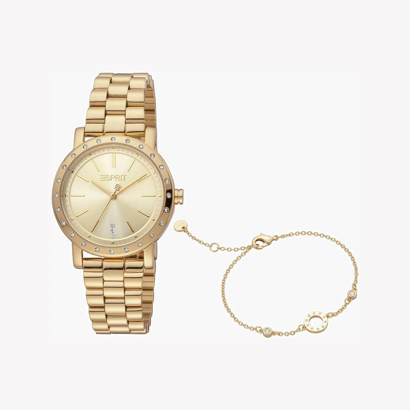 Esprit Women's Gold Stainless Steel Watch, Champagne Dial | ES1L298M0065 by i-watch