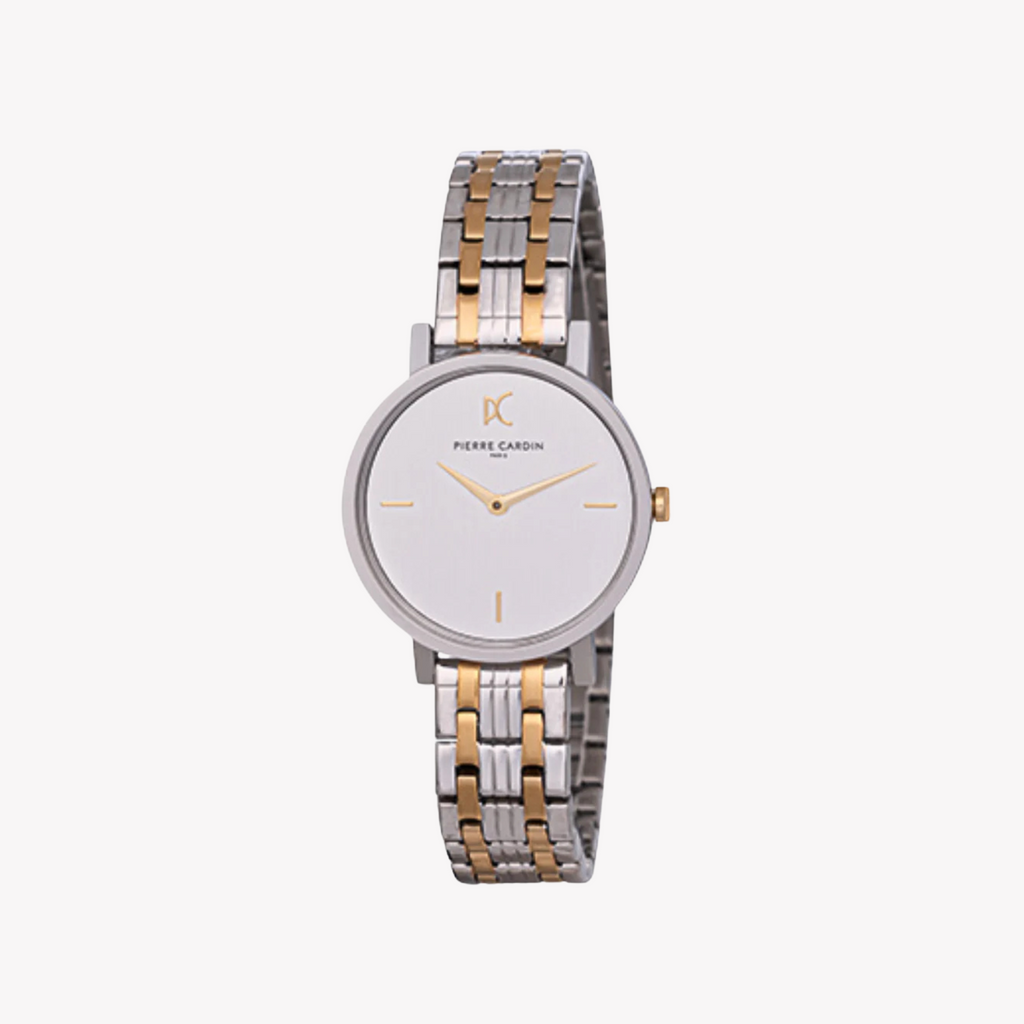 Pierre Cardin Women's Two Tone Silver & Gold Watch, White Dial | Ccm.0531