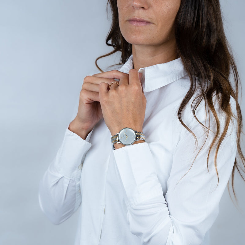 Pierre Cardin Women's Two Tone Silver & Gold Watch, White Dial | Ccm.0531 by i-watch