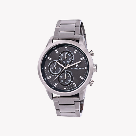 Pierre Cardin Men's Silver Metal Watch, Black Dial | Ccp.5001
