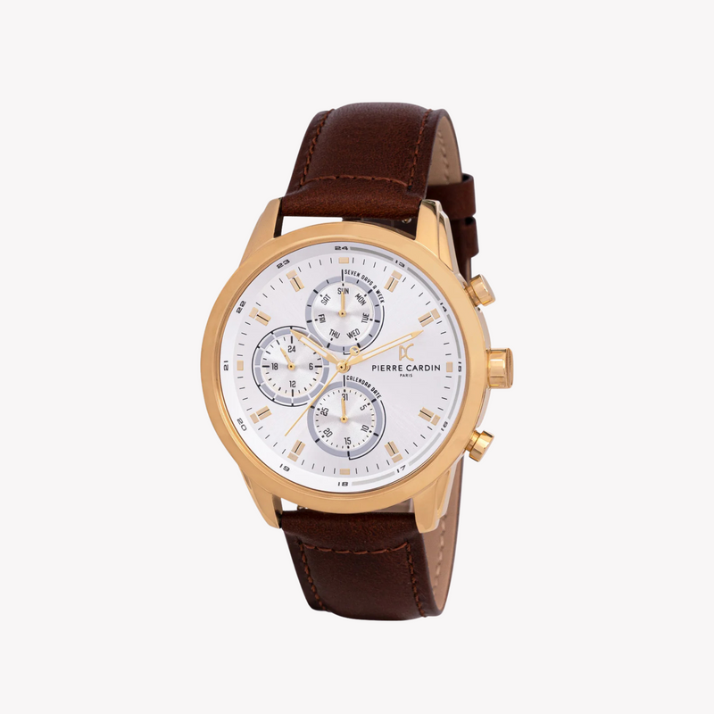 Pierre Cardin Men's Brown Leather Watch, Gold Case | Ccp.5008 by i-watch