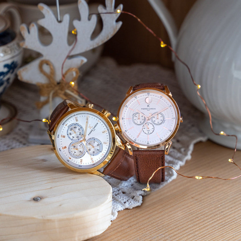 Pierre Cardin Men's Brown Leather Watch, Gold Case | Ccp.5008 by i-watch