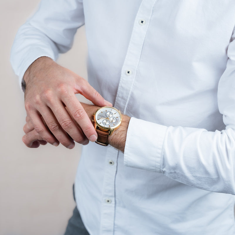 Pierre Cardin Men's Brown Leather Watch, Gold Case | Ccp.5008 by i-watch