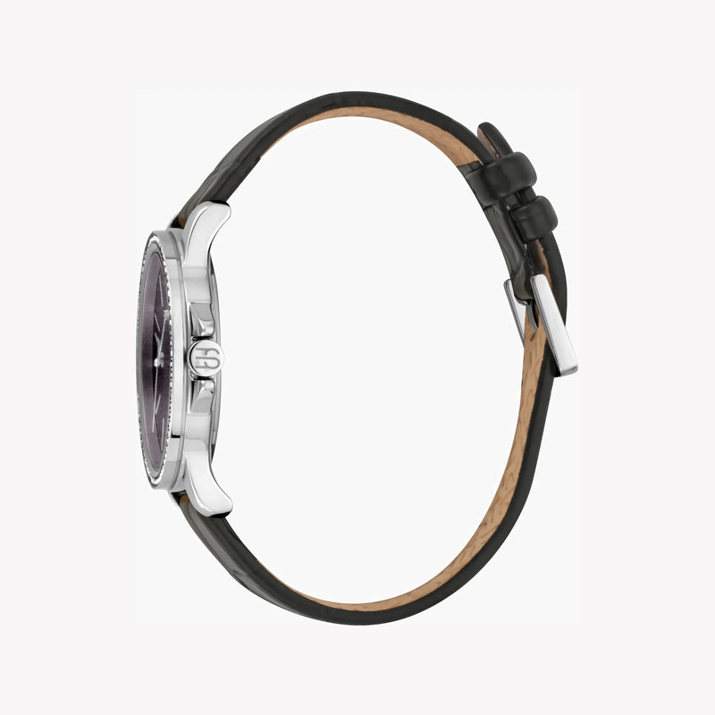 Esprit Women's Black Leather Watch, Burgundy Dial | Es1l235m0095 by i-watch
