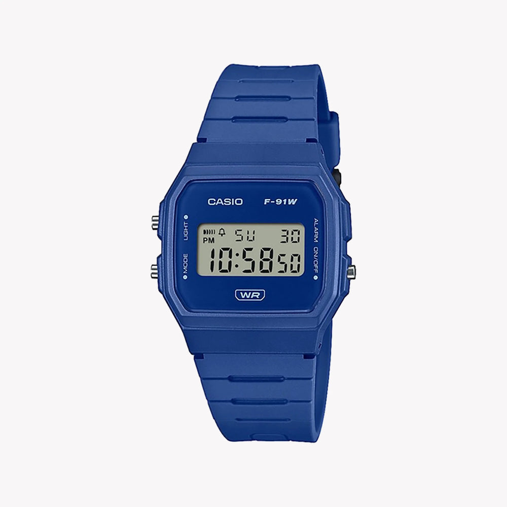 Casio Unisex Blue Resin Watch, Blue Digital | F-91wb-2a1ef by i-watch