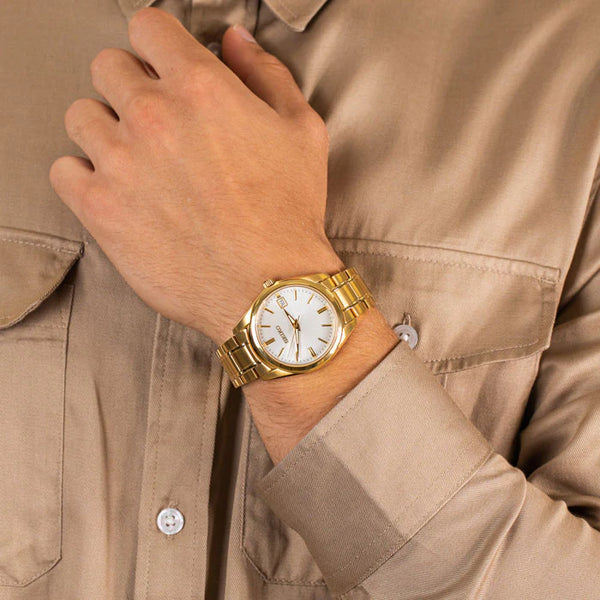 Seiko Men's Gold Stainless Steel Watch, White Dial | Sur314p1 by i-watch