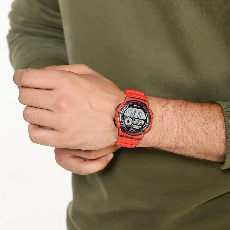 Casio Men's Resin Watch, Red Dial | Ae-1000w-4avdf by i-watch