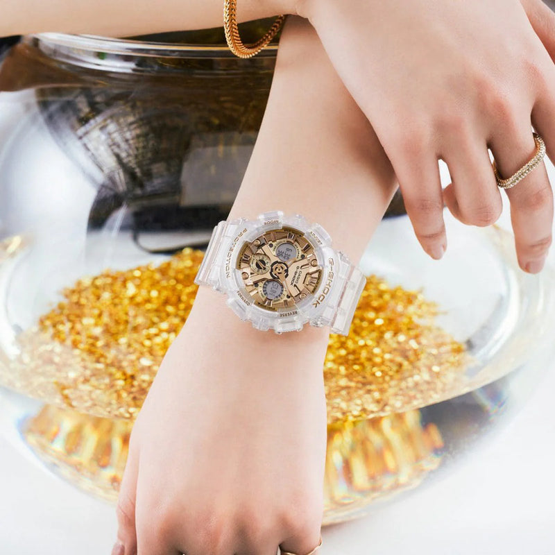 Casio Women's White Resin Watch, Gold Accents | Gma-S120sg-7aer by i-watch