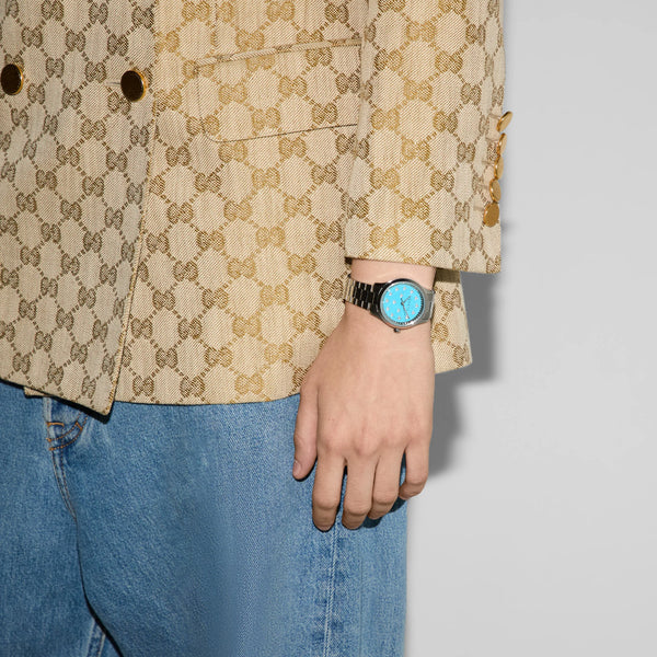 Gucci Women's Silver Watch, Turquoise Dial | Ya1265044 by i-watch
