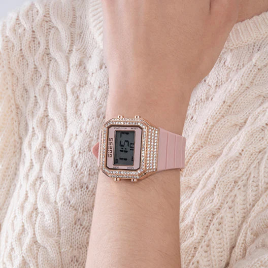 Guess Women's Pink Silicone Watch, Rose Gold Case | Gw0430l3 by i-watch