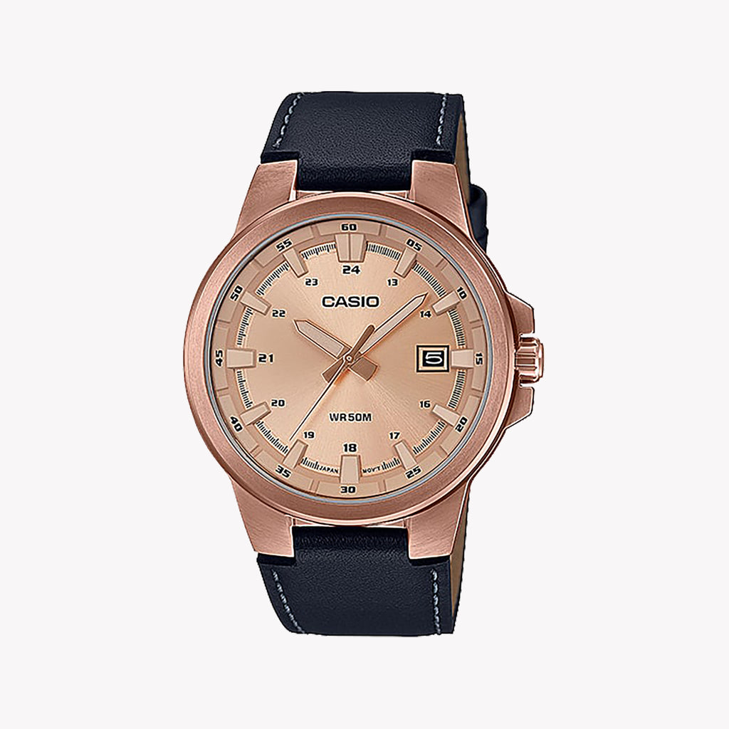 CASIO MTP-E173RL-5AVEF - TIMELESS ELEGANCE MEN'S WATCH WITH ROSE GOLD FINISH & LEATHER STRAP