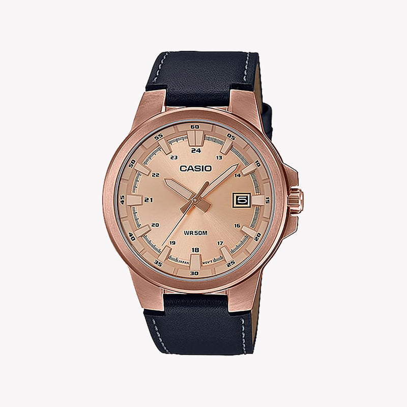 Casio Men's Rose Gold Watch, Leather Strap | Mtp-E173rl-5avef by i-watch