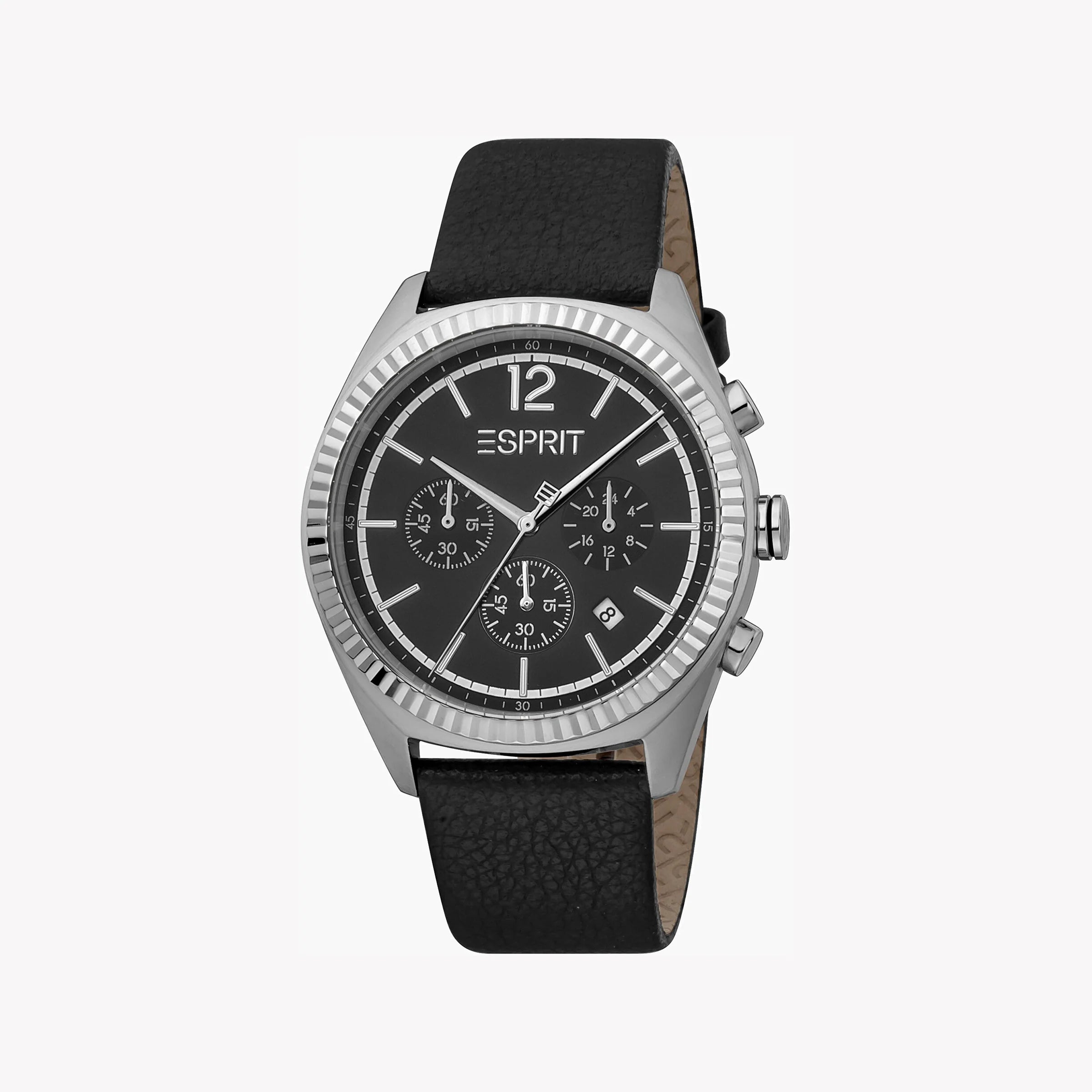 ESPRIT MEN'S STYLISH BLACK LEATHER WATCH - DURABLE STAINLESS STEEL TIMEPIECE