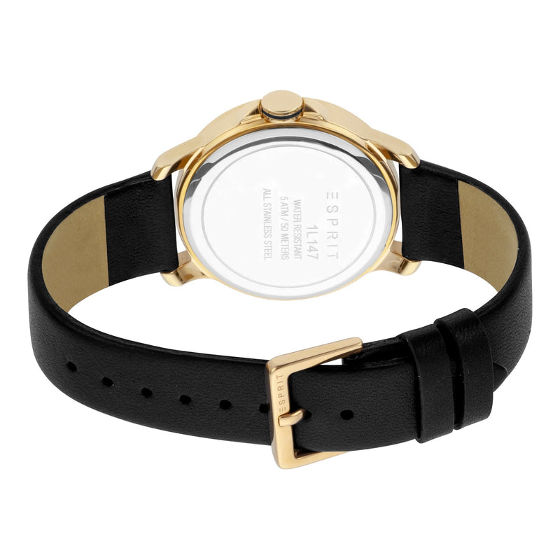 Esprit Women's Watch With Silver Stainless Steel Case And Black Leather Band by i-watch