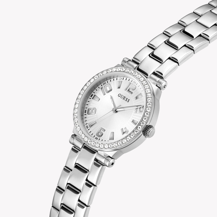 GUESS GW0686L1 SILVER SLEEK - CHIC SOPHISTICATION WOMEN'S WATCH with stainless steel band and polished silver dial-i-Watch-5