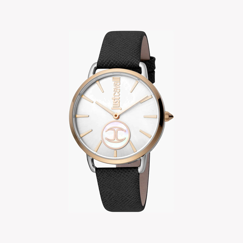 Just Cavalli Women's Black Leather Watch, Silver Dial | Jc1l117l0045 by i-watch