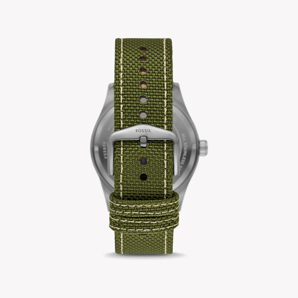 Fossil Men's Silver & Green Nylon Solar Watch, Black Dial | Fs5977 by i-watch