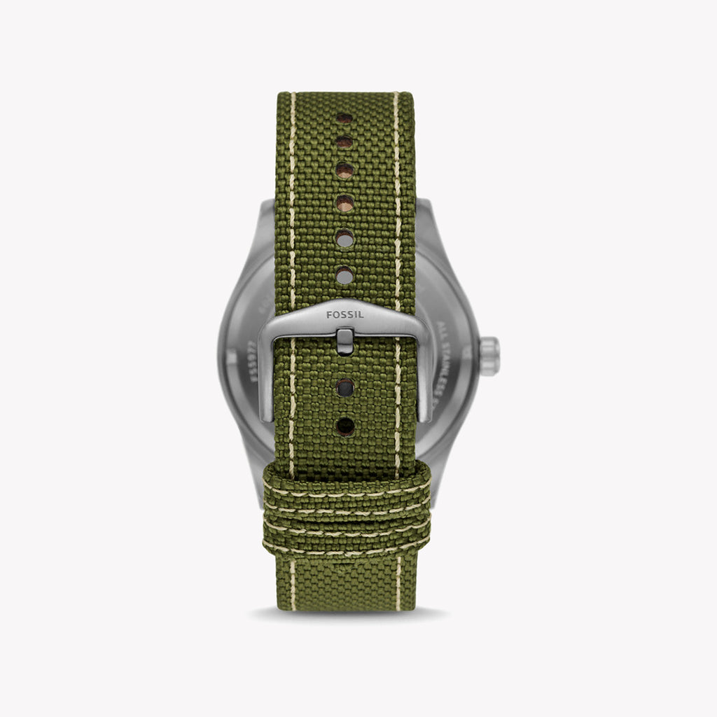 FOSSIL FS5977 SOLAR ADVENTURER - MEN'S STYLISH SILVER CASE & GREEN NYLON BAND WATCH-i-Watch-3