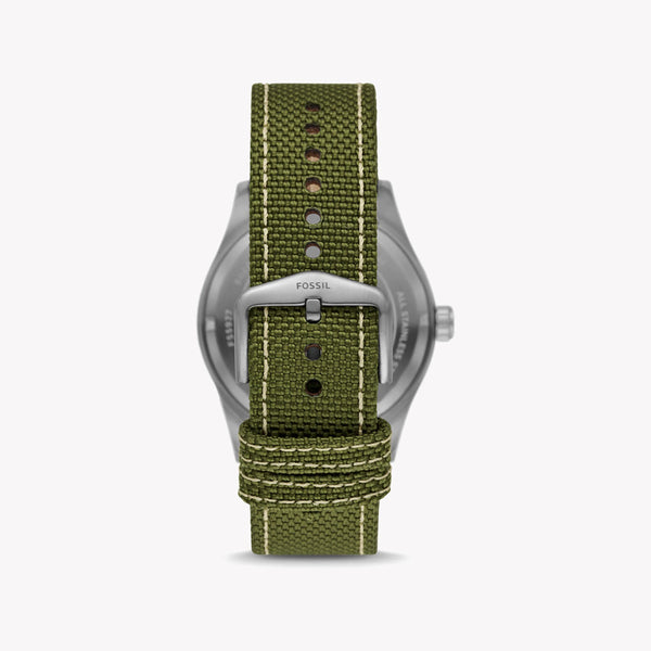 Fossil Men's Silver & Green Nylon Solar Watch, Black Dial | Fs5977 by i-watch