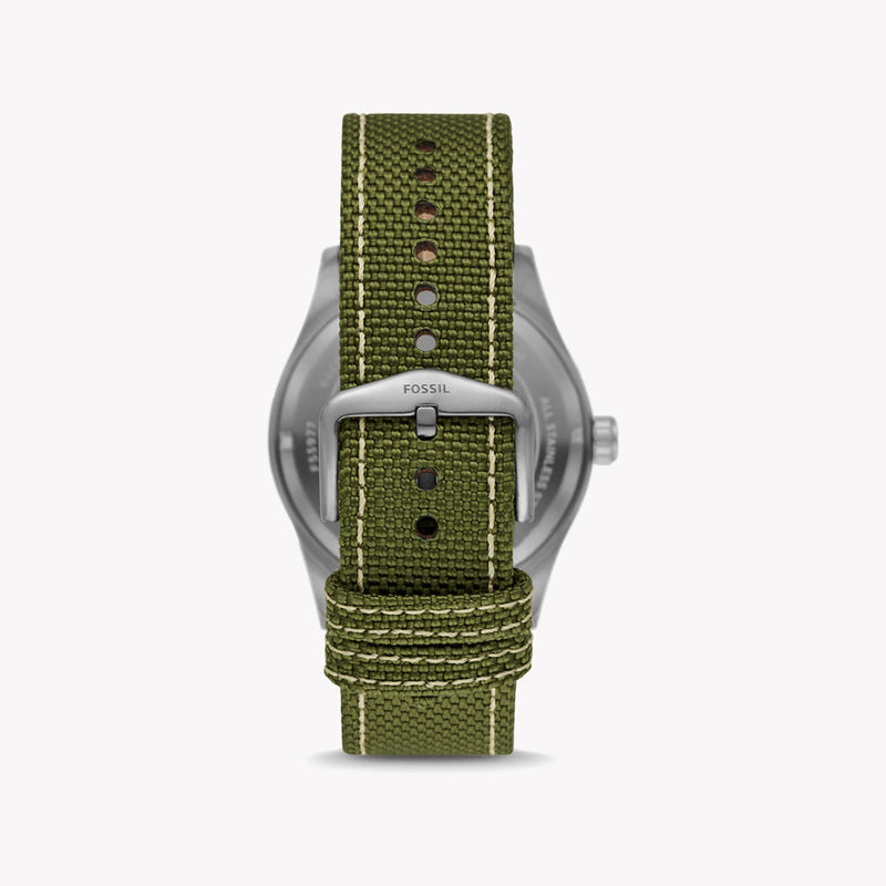 Fossil Men's Silver & Green Nylon Solar Watch, Black Dial | Fs5977 by i-watch