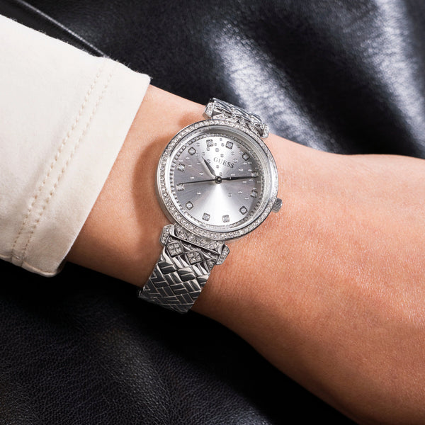 Guess Women's Silver Stainless Steel Watch, Silver Dial | Gw0763l1 by i-watch
