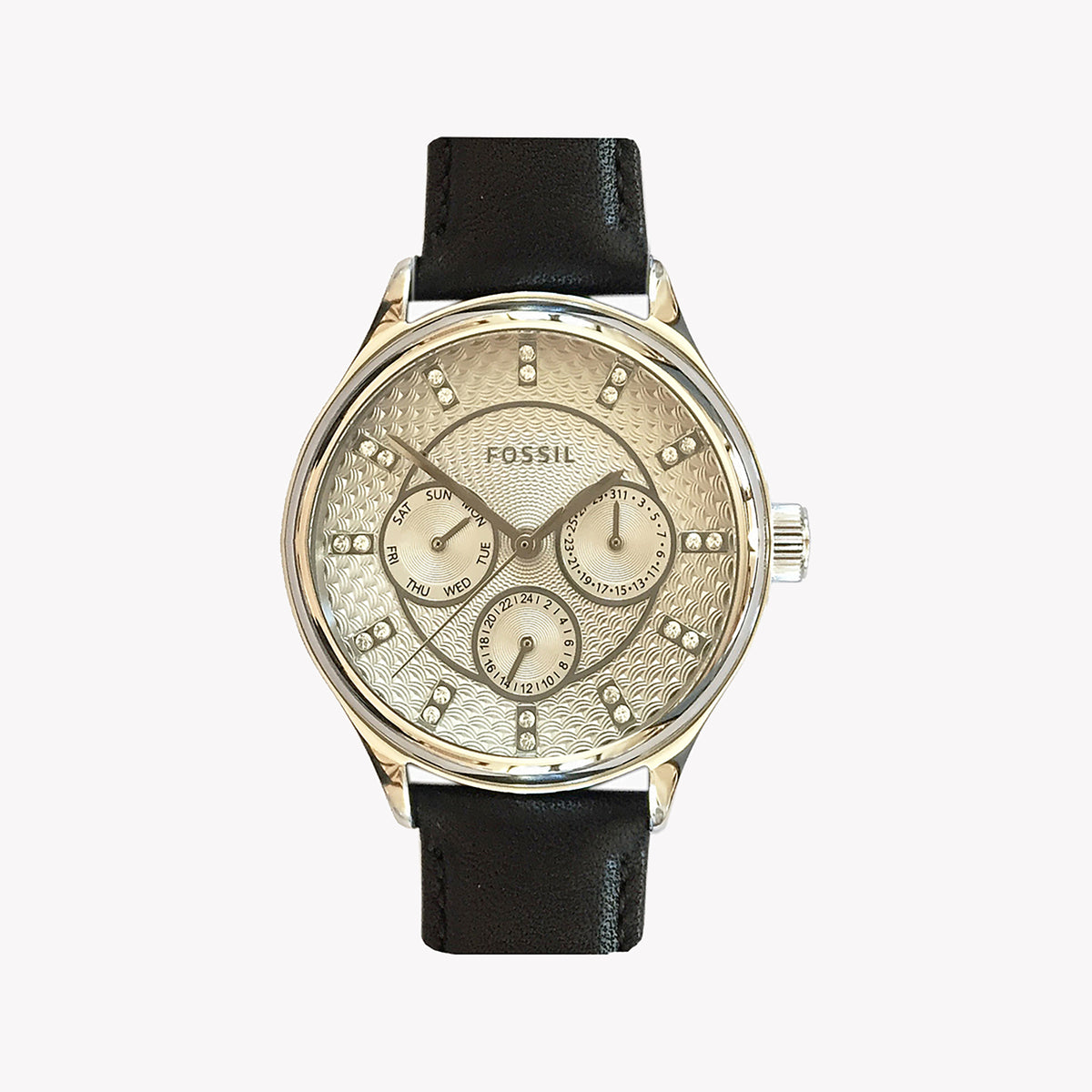 FOSSIL BQ3125 CHARMING SIMPLICITY - ELEGANT WOMEN'S WATCH WITH BROWN LEATHER BAND & BEIGE DIAL