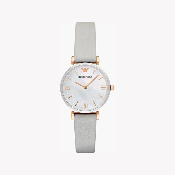 Emporio Armani Women's Gray Leather Watch, White Dial | Ar1965 by i-watch
