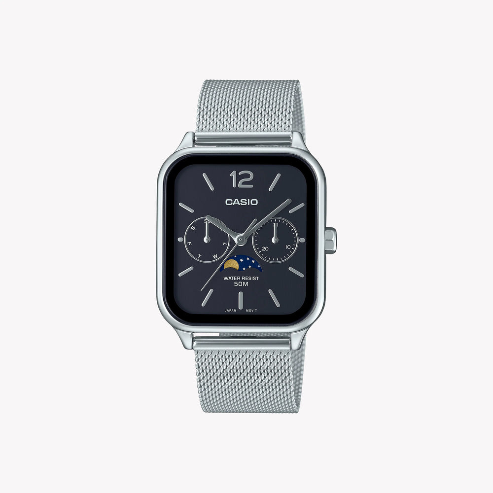 Casio Unisex Stainless Steel Watch, Silver Mesh Strap | Mtp-M305m-1ave by i-watch