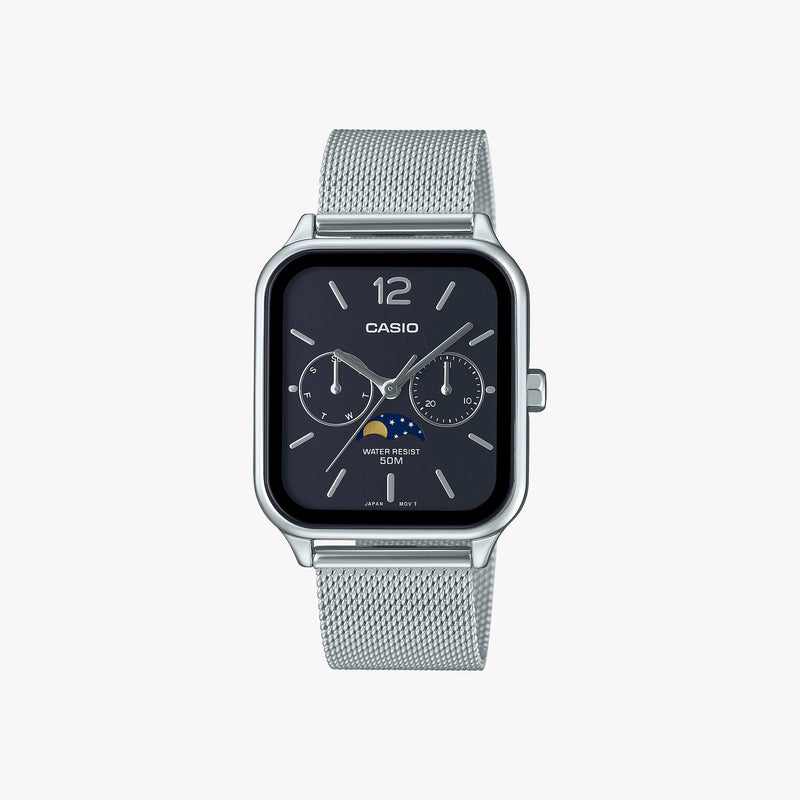 Casio Unisex Stainless Steel Watch, Silver Mesh Strap | Mtp-M305m-1ave by i-watch